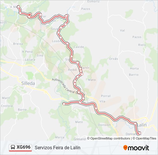 Mapa de XG696 de autobús