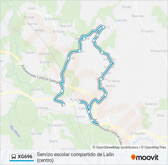 Mapa de XG696 de autobús