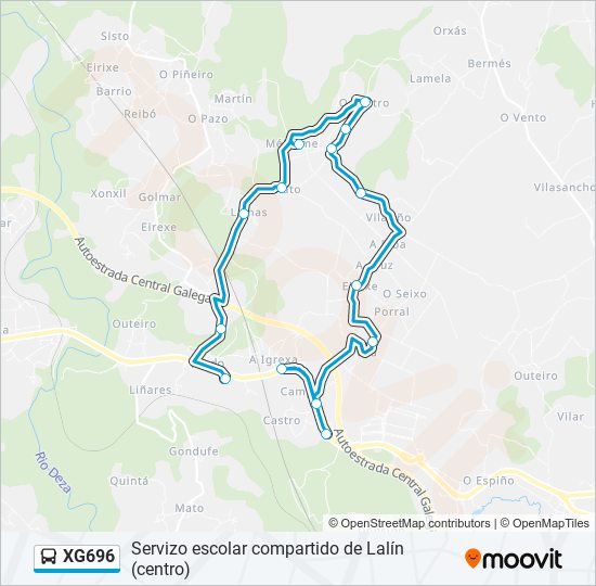 XG696 bus Mapa de línia