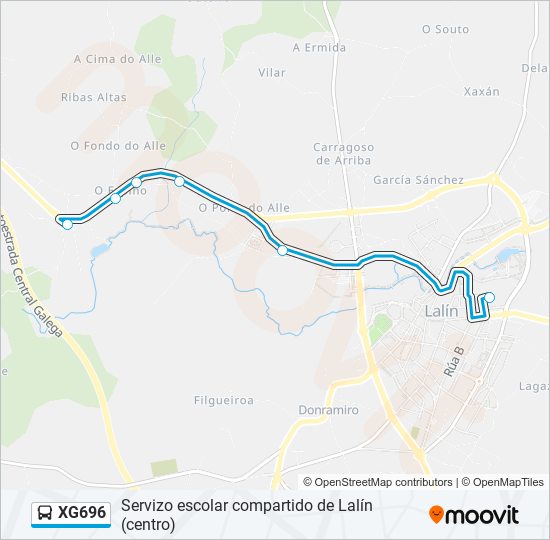 Mapa de XG696 de autobús