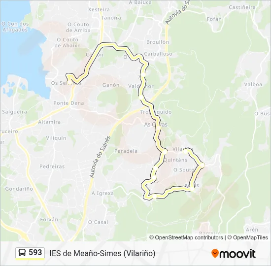 593 bus Mapa de línia