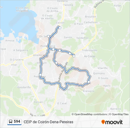594 Bus Line Map