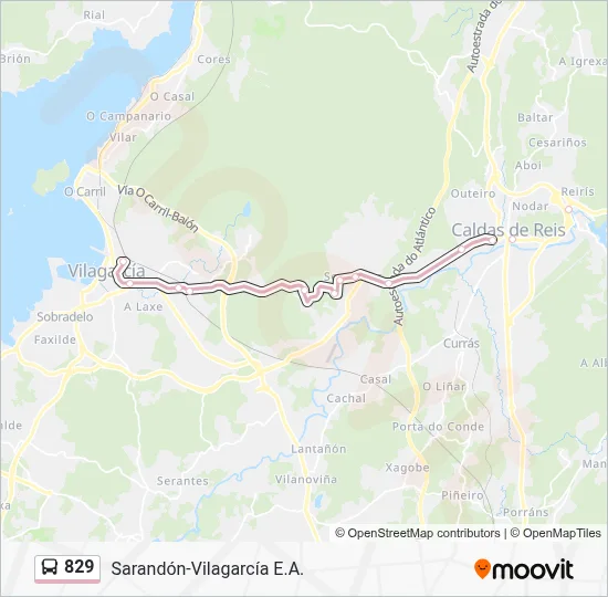 829 bus Mapa de línia