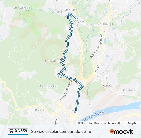 Mapa de XG859 de autobús