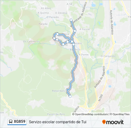 XG859 Bus Line Map