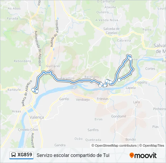 XG859 Bus Line Map