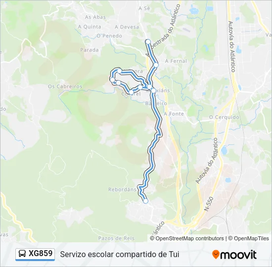 XG859 Bus Line Map