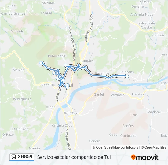 XG859 Bus Line Map