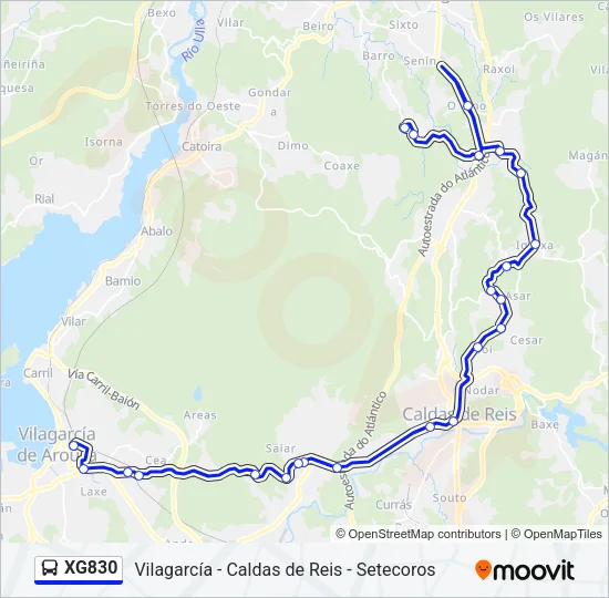 XG830 Bus Line Map