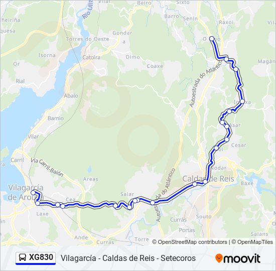 XG830 bus Mapa de línia