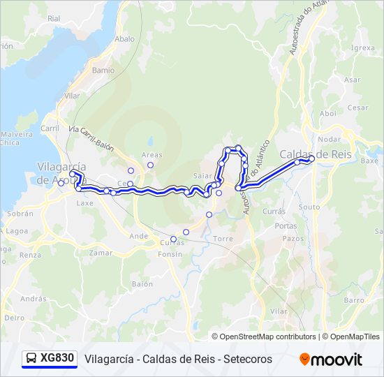 Mapa de XG830 de autobús