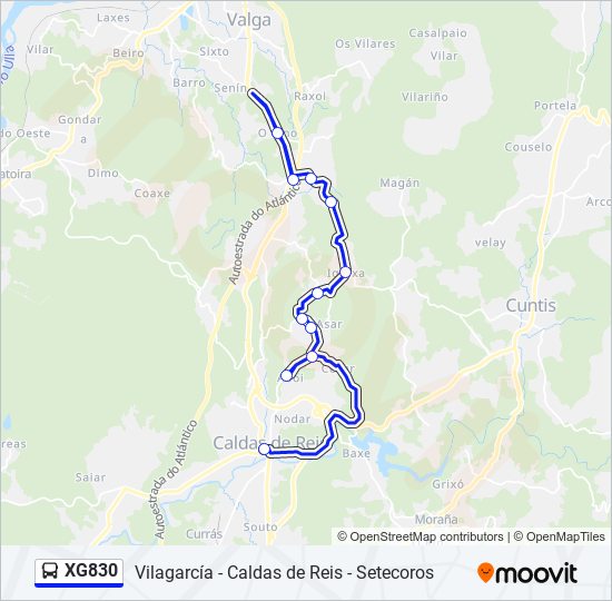 Mapa de XG830 de autobús