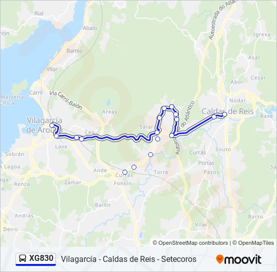 XG830 bus Mapa de línia