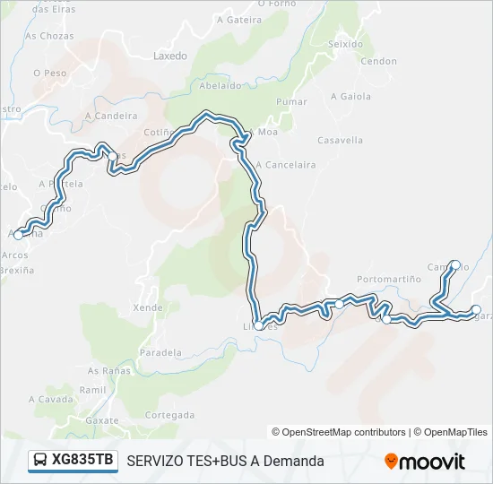 XG835TB Bus Line Map