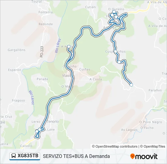 XG835TB Bus Line Map