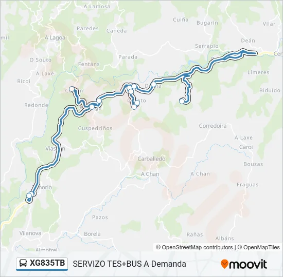 XG835TB Bus Line Map