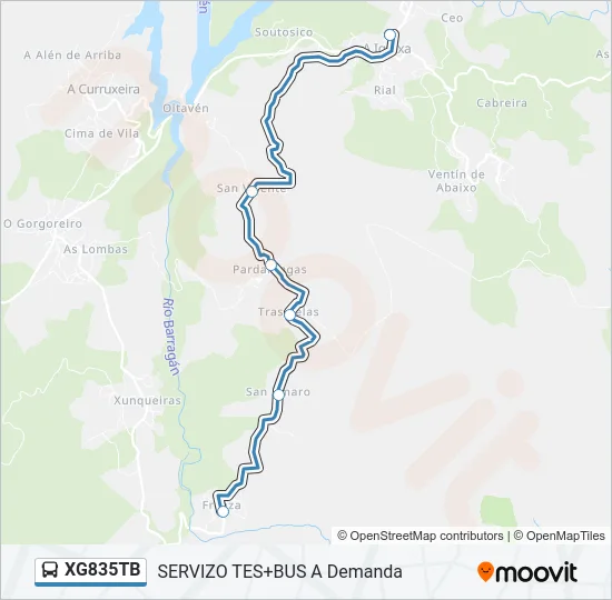XG835TB Bus Line Map