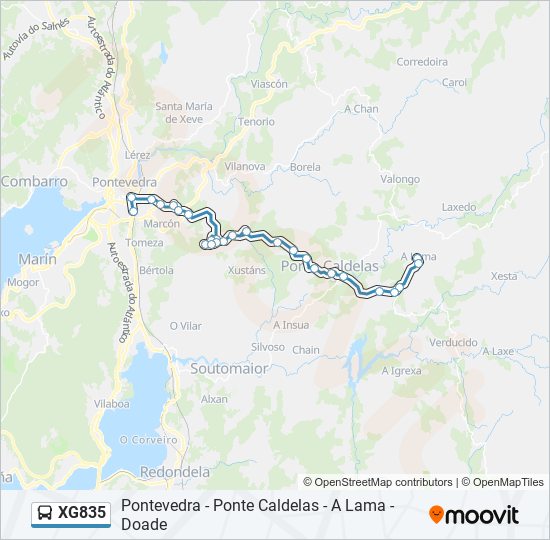 XG835 bus Mapa de línia