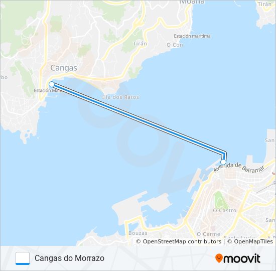VIGO - CANGAS ferry Line Map