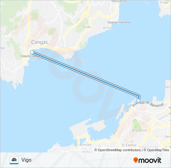 VIGO - CANGAS Ferry Line Map