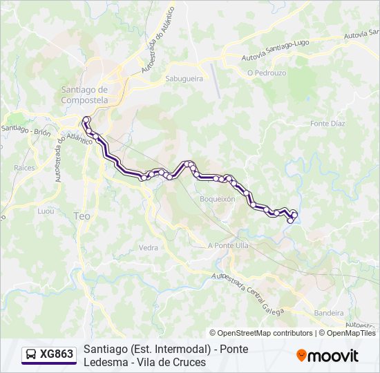Mapa de XG863 de autobús