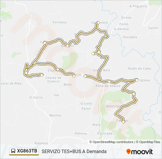 XG863TB bus Mapa de línia