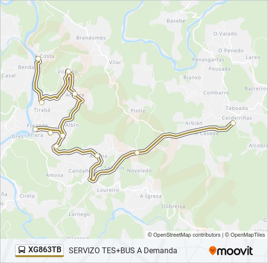 Mapa de XG863TB de autobús