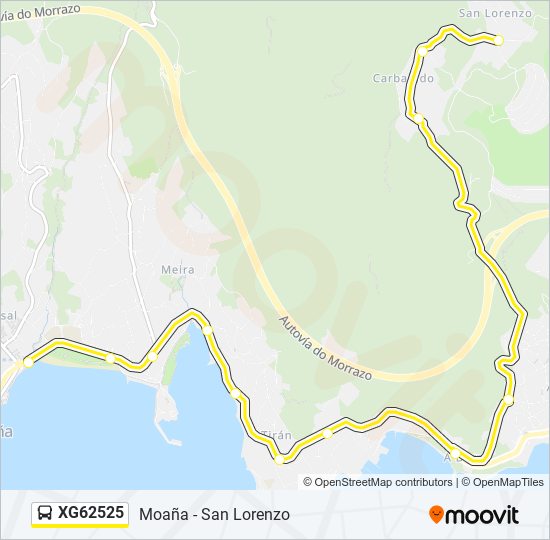 Mapa de XG62525 de autobús