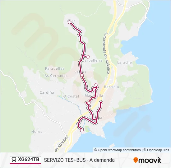 XG624TB bus Mapa de línia