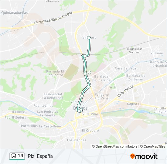 Mapa de 14 de autobús