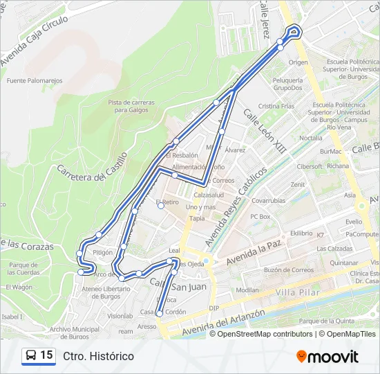 15 Bus Line Map