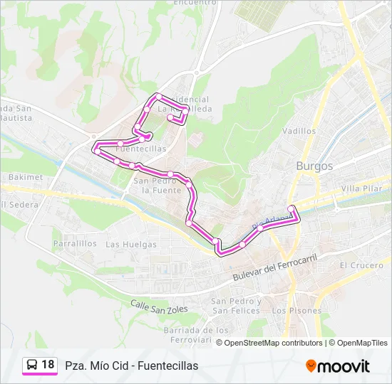 18 Bus Line Map