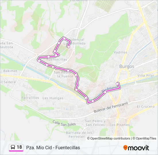 18 Bus Line Map