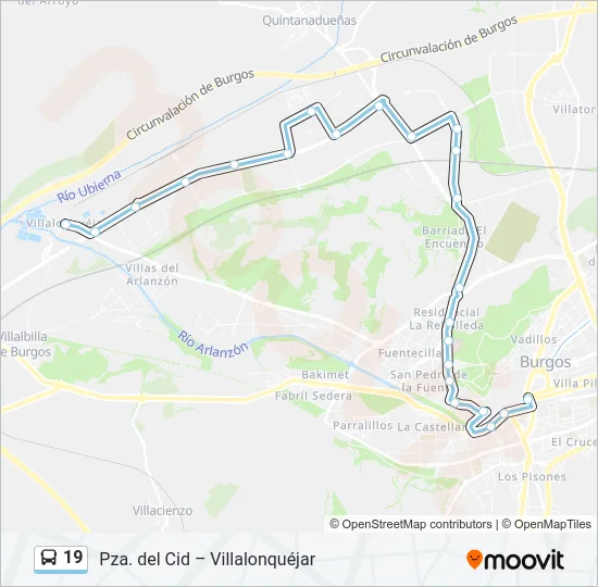 19 Bus Line Map
