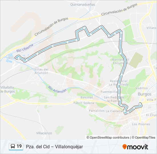 19 bus Mapa de línia