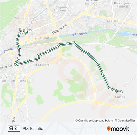 Mapa de 21 de autobús