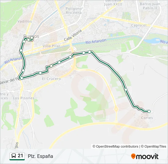 21 Bus Line Map