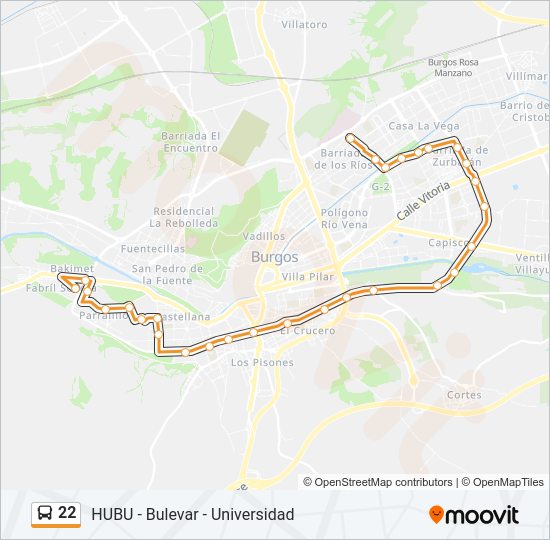 22 bus Line Map