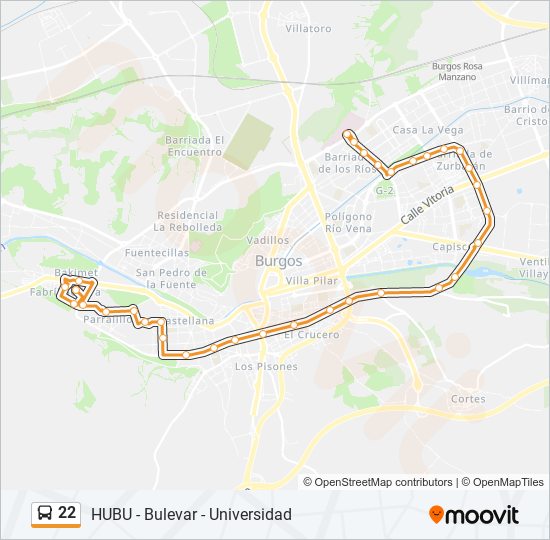 22 bus Mapa de línia