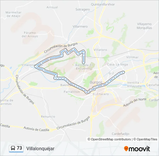 73 Bus Line Map