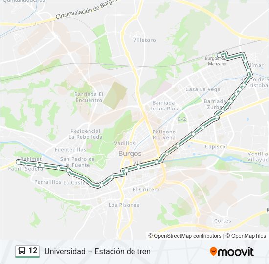 Mapa de 12 de autobús