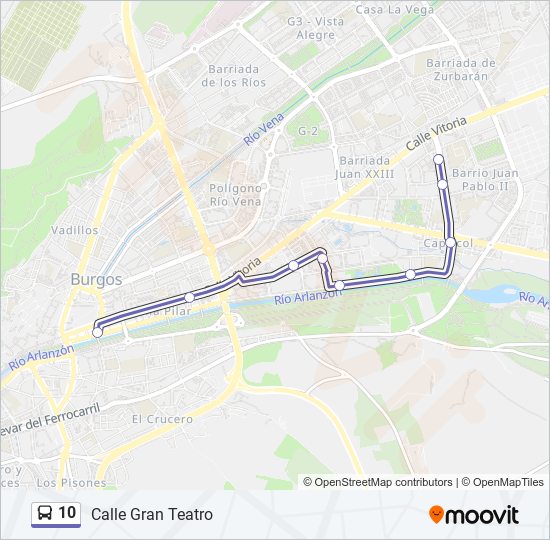 10 bus Mapa de línia