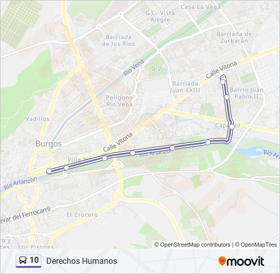 10 bus Mapa de línia