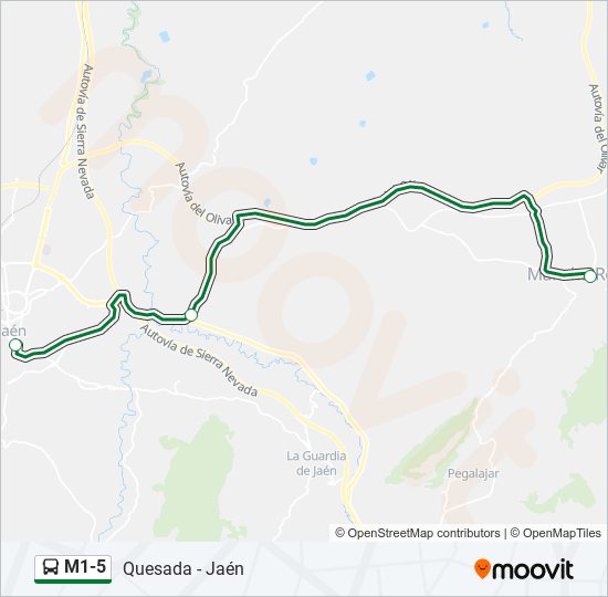 M1-5 bus Mapa de línia