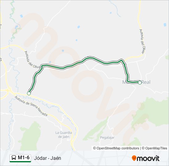 Mapa de M1-6 de autobús