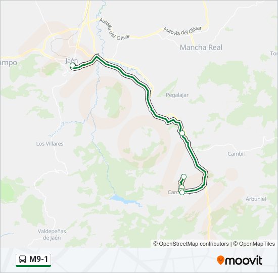 Mapa de M9-1 de autobús