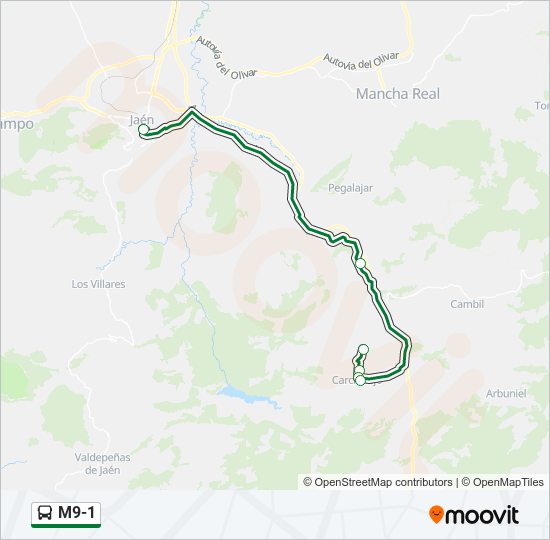 M9-1 bus Mapa de línia