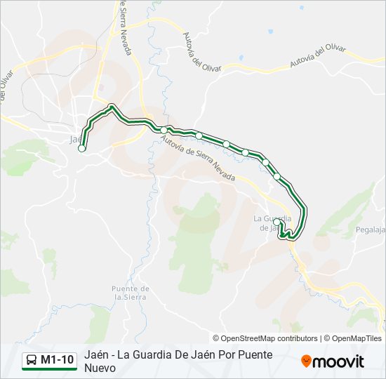 Mapa de M1-10 de autobús