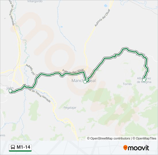 M1-14 bus Mapa de línia