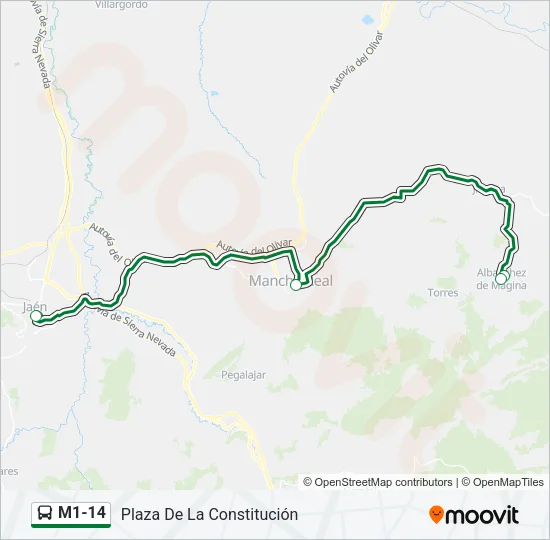 M1-14 Bus Line Map